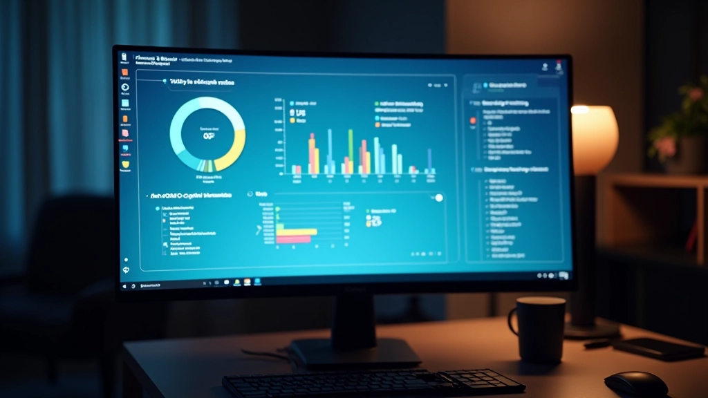 Ecrã de computador com gráficos de desempenho de sistema em tempo real, mostrando otimização de Windows